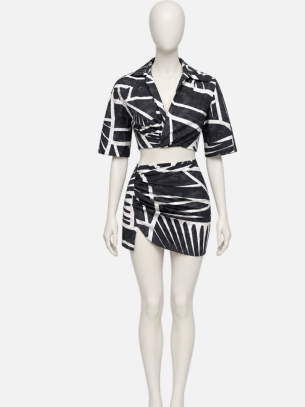Zara set 🤍🖤🤍🖤Black & White Printed Wrap Mini Skirt - Women's Skirt